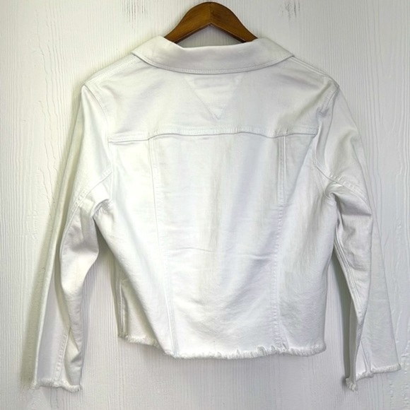 Hilfiger Jeans - White Fringe Gold Button Down Long Sleeve Jean Jacket Size LG - Picture 12 of 12